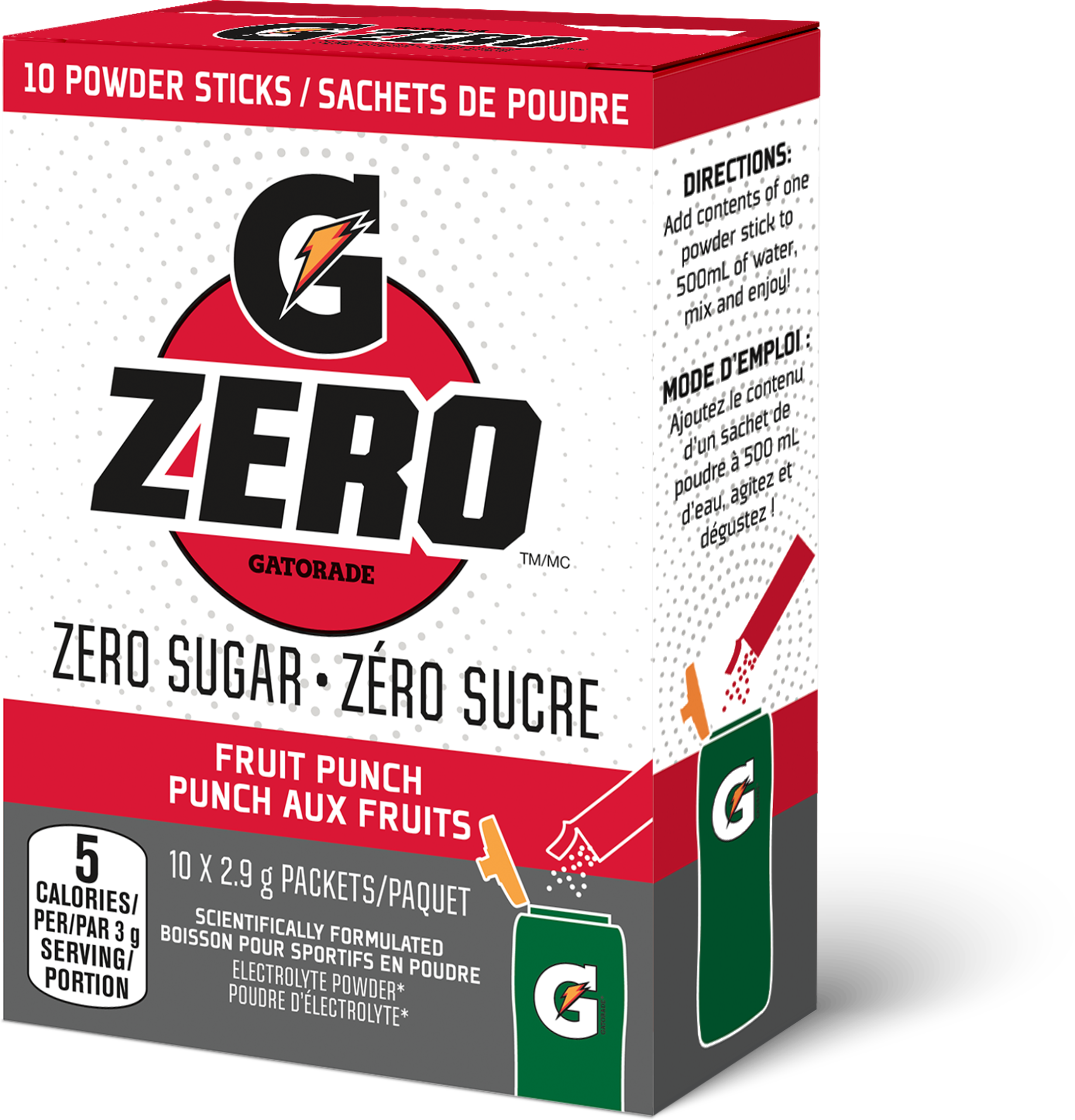 Sachets de poudre G Zéro Punch aux fruits